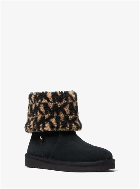 michael kors julia logo sherpa and suede boot|Michael Kors Julia Logo Sherpa and Suede Boot .